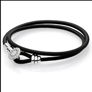 Pandora Black Leather Wrap Bracelet, New In Package